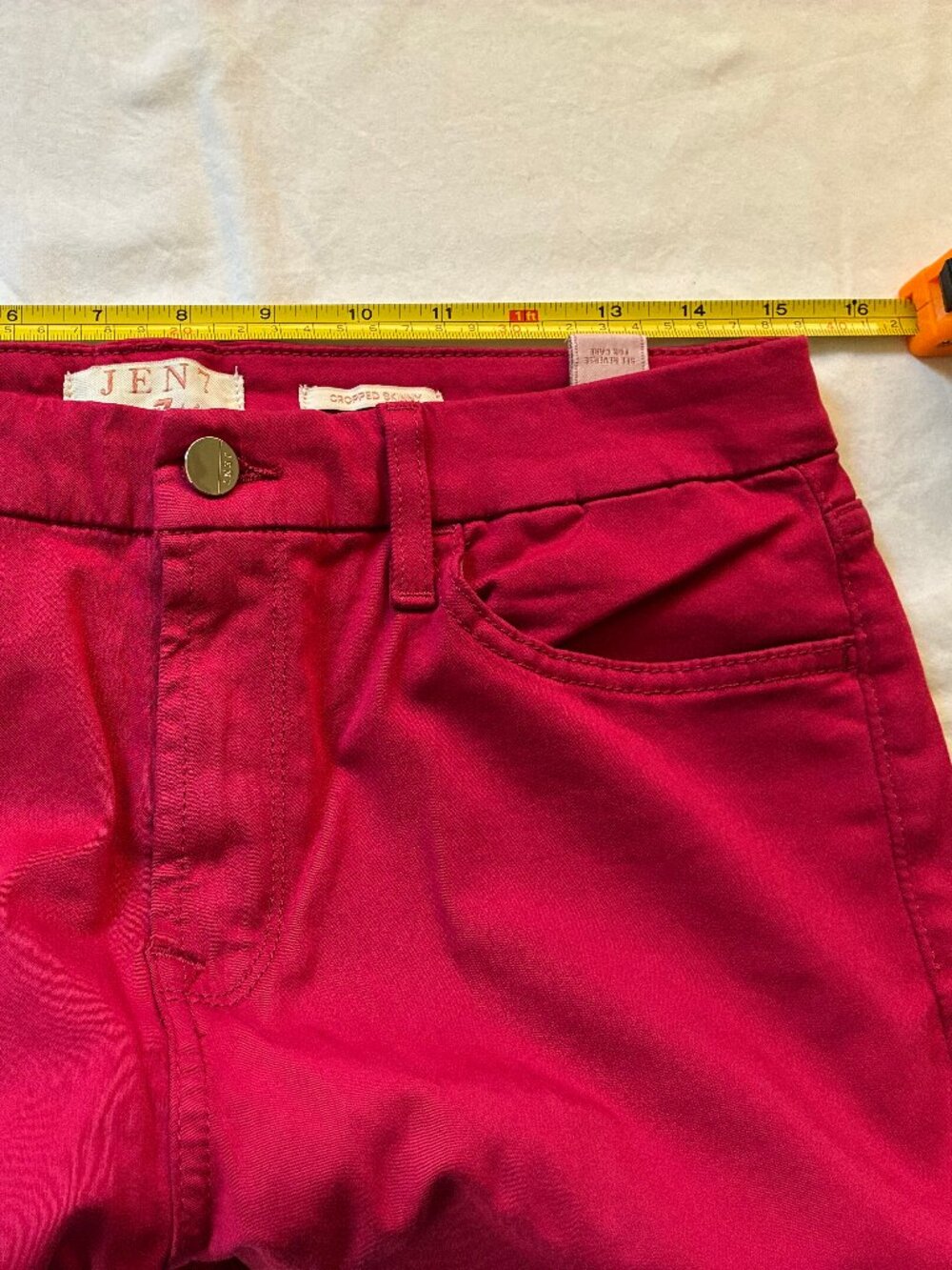 JEN7 by 7 For All Mankind NWT Red Cropped Skinny Jeans Size 8 Stretch Denim - Picture 4 of 6